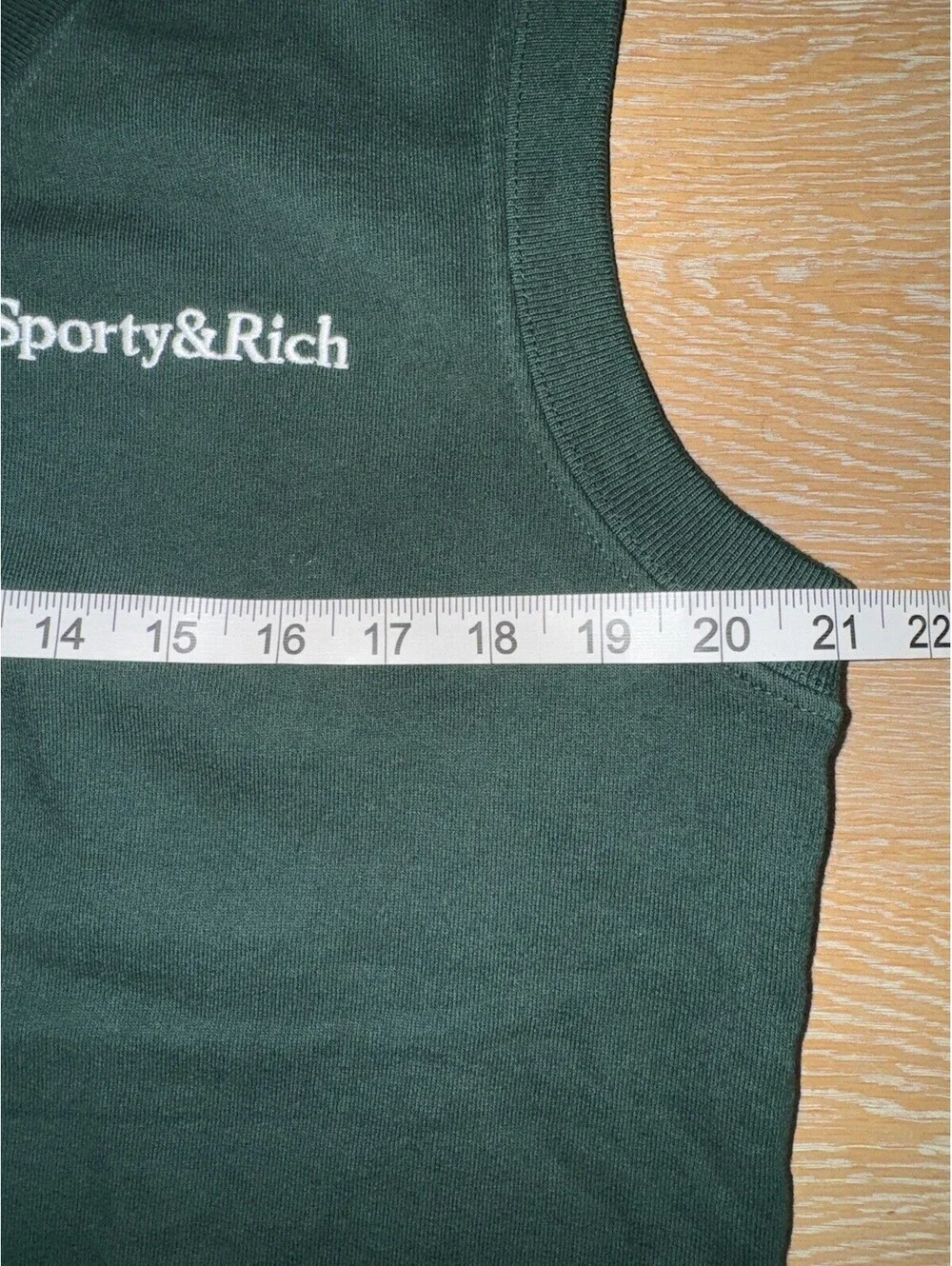 Sporty & Rich Serif Logo Embroidered V-Neck Vest Size SMALL Forest Green